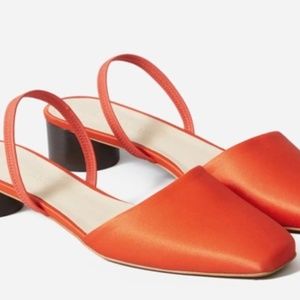 EVERLANE Tapered Square Toe Slingback Flats in Siren Red Size US 8.5